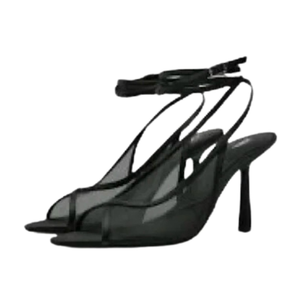 Zara Heeled Mesh Sandals w. Gladiator style Wrap Around Ankle Strap (NWOT) - Picture 2 of 6